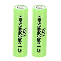 2x Exell 2/3AAAA NiMH 200mAh 1.2V Flat top Rechargeable Battery