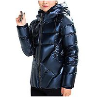 2019 New Womens Glossy Oversized Thicken Down Coats Winter Warm Outdoor Soft Long Sleeve Hooded Coats (Blue, XXXL)