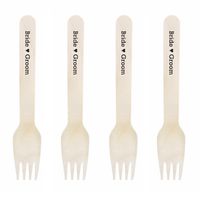Dress My Cupcake Natural Wood 500-Pack Candy Buffet Forks DIY Kit, Bride Heart Groom, Black