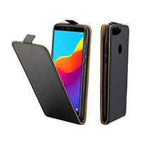 JUNXI Phone case Phone Cover Business Style Vertical Flip TPU Leather Case with Card Slot for Huawei Honor 7C/Enjoy 8(Black) Simple Shaped and Comfortable (Color : Black)