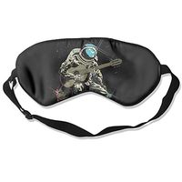 100% Silk Sleep Mask Eye Mask Music Guitar Astronauts Soft Eyeshade Blindfold With Adjustable Strap For Men Women And Kids For Sleeping Travel Work Naps Blocks Light