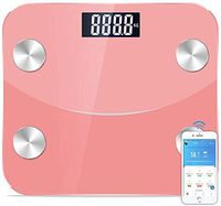 SPLY DTEM Bluetooth Smart Weight Scale, Body Fat Scale, Wireless Digital Bathroom Scale, 12 Measurement Values, Weight/Body Fat/BMI, Fitness Body Composition Analysis (Color : Pink)
