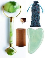 Jade Roller for Face Real Jade 100% Jade Face Roller Massager, Jade Facial Roller Massager Gua Sha Scraping Tools Set