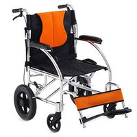 QTT Wheelchairs Folding, Lightweight Transit Comfort Wheelchair Mobility Device for Elderly (Color : Orange)