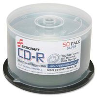 SKILCRAFT 7045-01-521-4221 Recordable Compact Disk, 700MB Capacity, Silver (Spindle Case of 50)