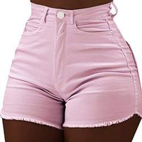 CCatyam Short Jeans for Women, Pants Trousers Shorts Denim Pocket Soild High Waist Slim Fit Sexy Fashion