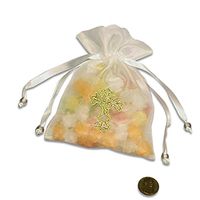 Organza Bags with Jesus Cross | Quantity: 12 | Width: 4"