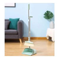 Broom and Dustpan With Long Handle Telescopic Up Plastic Soft Brush Upright Broom and Dustpan Non-Slip Handle Non-stick Hair Broom Set for Room Office Schools Toilet Garden Home Kitchen