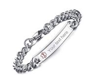 Free Engraving- High Polished Stainless Steel SOS Emergency Medical Alert ID Bracelets for Men & Women,8"
