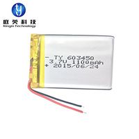 6ea 1100mAH 3.7V 6X34X50mm 4W Rechargeable LiPO Battery PCM GPS LED Power Battery Lithium Battery 603450