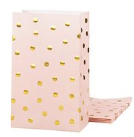 Party Treat Bags - 24-Pack Gift Bags Party Supplies, Paper Favor Bags, Recyclable Goodie Bags for Birthdays, Weddings, Baby Showers, Gold Foil Dots Design, Pink, 5.5 x 8.6 x 3 Inches