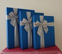 Blue Rectangular Gift Boxes with Ribbon, a Nested Set of 3