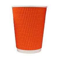 12 oz Colorful Paper Drink Cups - Orange Ripple Cold Drink Paper Cups - Beautiful and Disposable Cups Made of Extremely Paper - Frozen Dessert Supplies - 25 Count