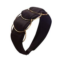 HNTDG Golden Ring Cross Stitching Fabric Wide-Brimmed Headband Sweet Girls Headband