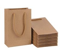 Driew Kraft Paper Bags, Small Gift Bags Black Gift Bags 5x2x7.5 inches with Cotton Handle Pack of 50 (Brown)
