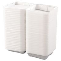 Boardwalk BWK 0100 White Color Large 1 Compartment Snap-It Foam Hinged Carryout Container