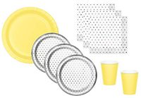 Gender Neutral Baby Shower Supplies Gray Silver Dot Plates Napkins With Yellow Plates Cups Serves 16 Guests