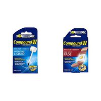 Compound W Fast Acting Liquid | Salicylic Acid Wart Remover | 0.31 FL OZ and Compound W One Step Pads | Salicylic Acid Wart Remover | 14 Count (Pack of 1) Pads