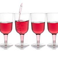 Exquisite 6 oz Clear Plastic Wine Glasses, 2 Piece Stemmed Plastic Wine Cups- 60 Count