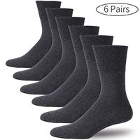 Forcool Extra Wide Diabetes Socks Crew, Men's Women's Moisture Wicking Medical Health Non Binding Losse Fit Cushioned Cotton Dress Diabetic Socks with Seamless Toe, 6 Pairs Dark Gray X Large