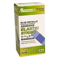 Afassco 438 Fine Woven Blue Metallic Adhesive Bandage Strips - 50 / BX