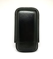 Custom 3-Finger Leather Cigar Case with 3 Cigar Holders for Travel Cigar Enthusiasts by Cigar Cutters by Jim (Black, No Design)