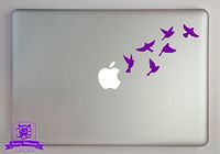 Overly Attached Decals Small Flock of Birds in Flight Vinyl Decal Sized to Fit A 11" Laptop - Purple