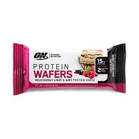 OPTIMUM NUTRITION High Protein Wafer Bars, Low Sugar, Low Fat, Low Carb Dessert, Flavor: Chocolate Raspberry, 9Count