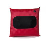 Wireless Heated Shiatsu Massage Lumbar Back Cushion - Rechargeable, Plush Leather Home Deep-Massage Pillow - Comes in an Attractive Carry On Travel Gift Box (Red)