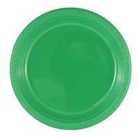 JAM PAPER Round Plastic Party Plates - Large - 10 1/4 inch - Green - 20/Pack