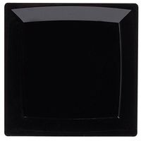 8 1/4" SQUARE BLACK MILAN PLASTIC LUNCHEON PLATES WNA 168/CS