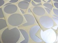 Minilabel 50mm Serrated Edge , Certificate Wafer Company Seal Labels , Stickers For Embossing , Awards & Rewards Matt Silver