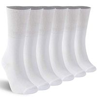 KitNSox Mens Womens Comfort Cotton Seamless Stretchy Cushion Loose Fiting Wide Diabetic Socks 6 Pairs White XL