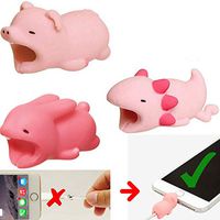 Embrium 3 Pcs Lightning Cable Bite Protectors (Rabbit, Axolotl, Pig) Cute Animal Cord Compatible with Apple iPhone (5, 5S, SE, 6, 6S, 7, 8, X)