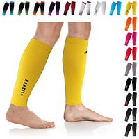NEWZILL Compression Calf Sleeves (20-30mmHg) for Men & Women - Perfect Option to Our Compression Socks - for Running, Shin Splint, Medical, Travel, Nursing, Cycling (L/XL, Solid Yellow)