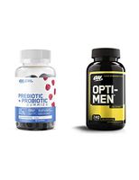 Optimum Nutrition Prebiotic & Probiotic Gummies, 30 Servings with Opti-Men, Mens Daily Multivitamin Supplement with Vitamins C, D, E, B12, 150 Count
