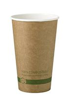 World Centric 100% Biodegradable, 100% Compostable Paper PLA-Lined 16 Ounce Kraft Coffee Cup (Package of 200)
