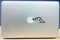 Stick Figure Pushing Macbook - Vinyl Macbook / Laptop Decal Sticker Graphic