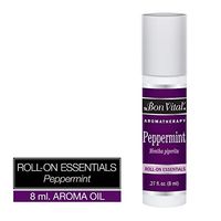 Bon Vital' Aromatherapy Peppermint Roll-On Essential Oil, Pre-Diluted and Ready to Use Aroma Therapy Oil for Perfumes, Oil for Energizing and Revitalizing Sensations, Best Quality Essential Oil, 8 mL