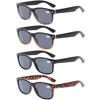 4 Pairs Deluxe Reading Glasses - Comfortable Stylish Simple Standard Fit Spring Hinge Readers (4 Pack Mix Color (Sun), 0.75)