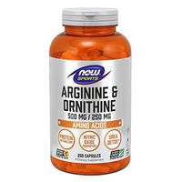 NOW Sports Nutrition, Arginine & Ornithine 500/250 mg, Amino Acids, 250 Capsules