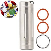 Zer one Keychain Pill Holder Container, Portable Small Pill Bottle Keychain Waterproof Pill Container for Camping Hiking Travel Picnic