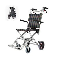 Ultra Lightweight Wheelchair, Folding Travel Driven Wheelchair Older Man Portable Simple Trolley w/Handbrakes (Size : 14inSeat)