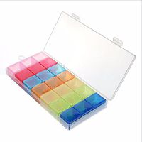 HQLCX-Medicine Pill Storage Box Portable 7 Days A Week 21 Square Mini Capsule Colorful Carry Week Package Take Small Kits