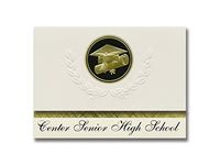 Signature Announcements Center Senior High School (Kansas City, MO) Graduation Announcements, Presidential style, Elite package of 25 Cap & Diploma Seal. Black & Gold.