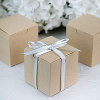 Efavormart 100 pcs of 3x3x3 Natural Favor Box for Candy Treat Gift Wrap Box Party Favor Boxes for Bridal Shower Wedding Party