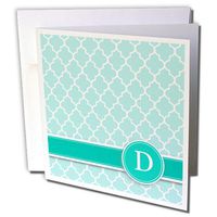 D aqua blue quatrefoil pattern Teal turquoise mint - Greeting Cards, 6 x 6 inches, set of 12 (gc_154544_2)
