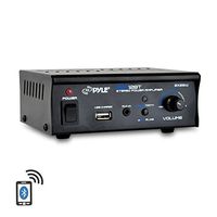 Pyle Bluetooth Stereo Amplifier - Mini Blue Series Audio Power Amplifier | Wireless Streaming | USB Charge Port | AUX (3.5mm) Jack |  2 x 25 Watt (PCA12BT)