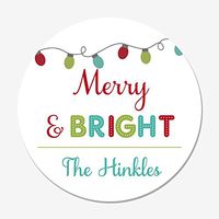 Oh Baby! Stickers & More 20 Personalized Round Self-Adhesive Merry & Bright Label Tags (GT19)