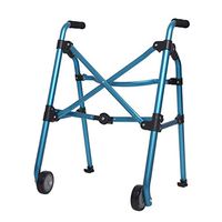 F&T Simple Walker with Two Wheels, Disabled Walking Stick, Senior Sports Support Folding Wheel (Color : Blue)
